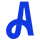 A blue letter is shown in the shape of a triangle.